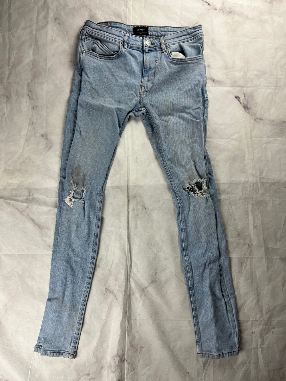 Forever 21 Light Blue Distressed Skinny Jeans Size 6